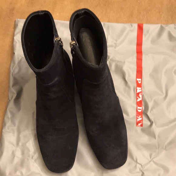 Prada suede leather boots size 36 dark navy - Picture 1 of 5